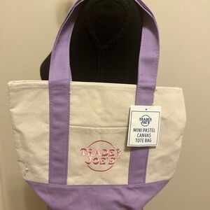 Purple and Cream Canvas mini Tote Bag